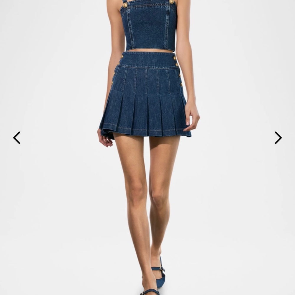 Alice + Olivia Denim Pleated  Tennis Skirt
